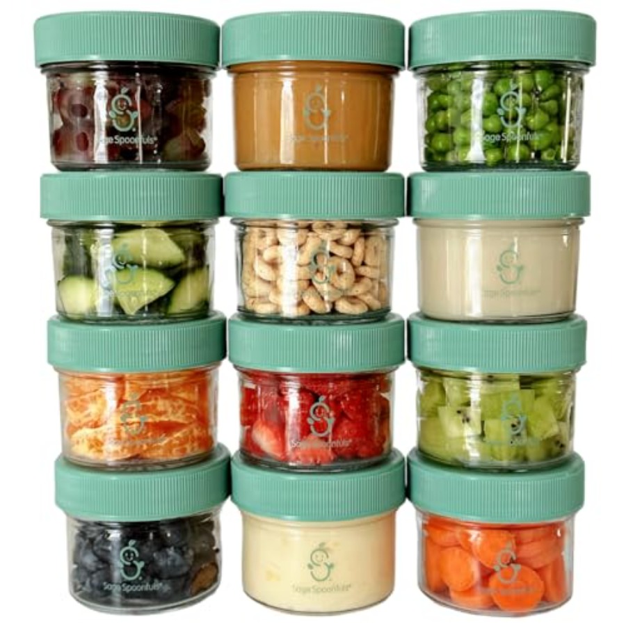 Baby Food Storage Jar - Sage Spoonfuls -12 Pack 4 oz