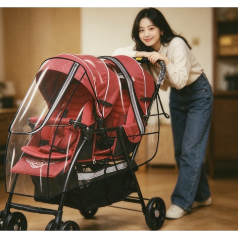 Double Seat Baby Stroller Wate - Stroller Rain Cover reseña y precio