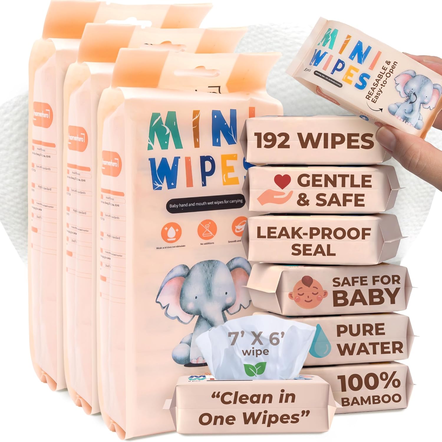 24 Pack Travel Baby Wipes, 192 - Baby Products For 1 Year Old reseña y precio