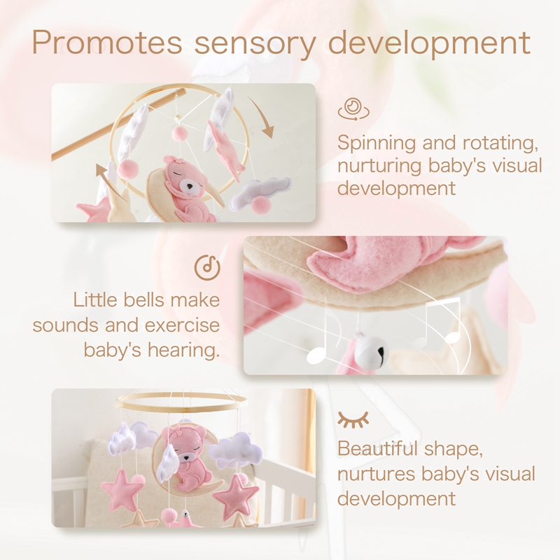 Crib Mobile Rattle Baby Wooden - Baby Rattle Toy Set reseña y precio
