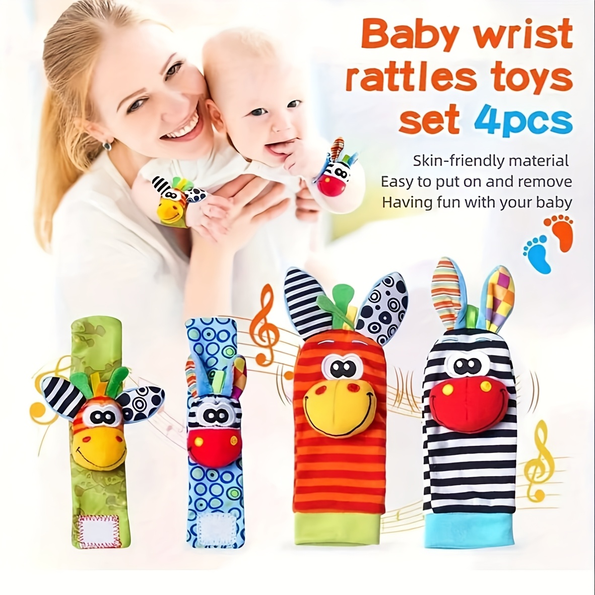 4pcs/Set Baby Infant Wrist Rat - Baby Rattle Toy Set reseña y precio