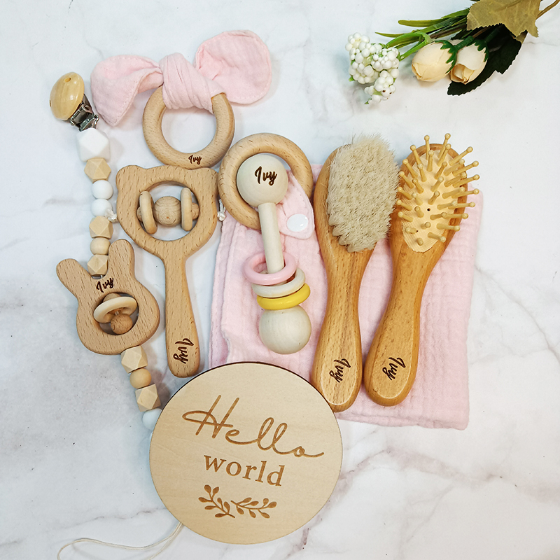 8pcs Custom Name Newborn Bath  - Baby Rattle Toy Set reseña y precio