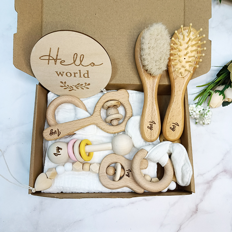 8pcs Custom Name Newborn Bath  - Baby Rattle Toy Set reseña y precio