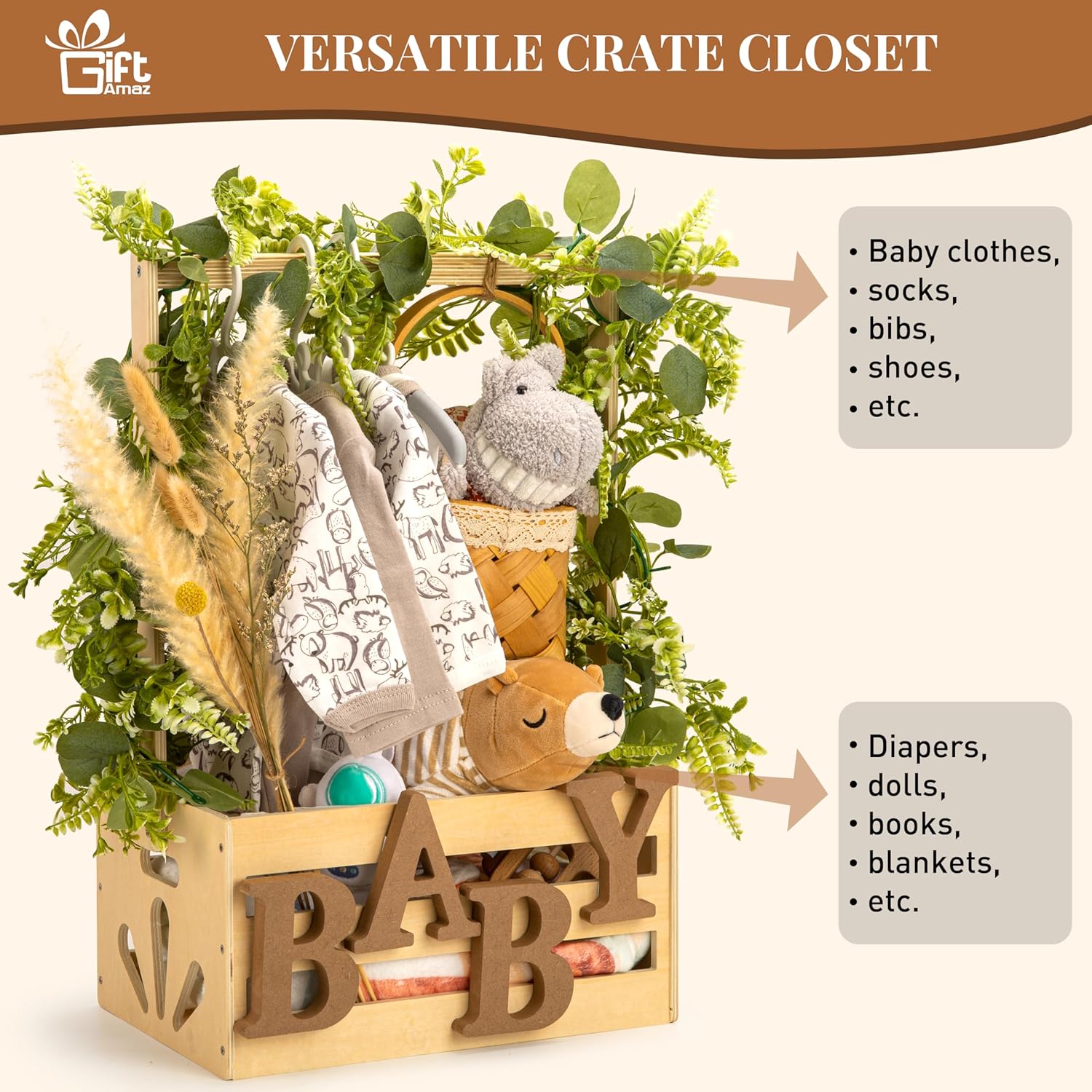 Wooden Baby Shower Crate Baske - Baby Products Gift Hamper reseña y precio