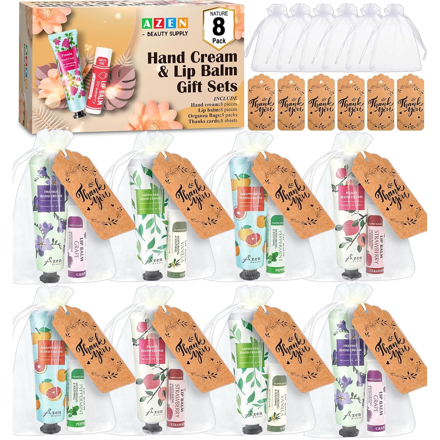 8 Sets Hand Cream and Lip Balm - Baby Products Gift Card reseña y precio